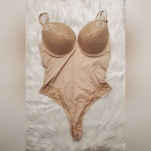Lace Accented Tan Bodysuit
